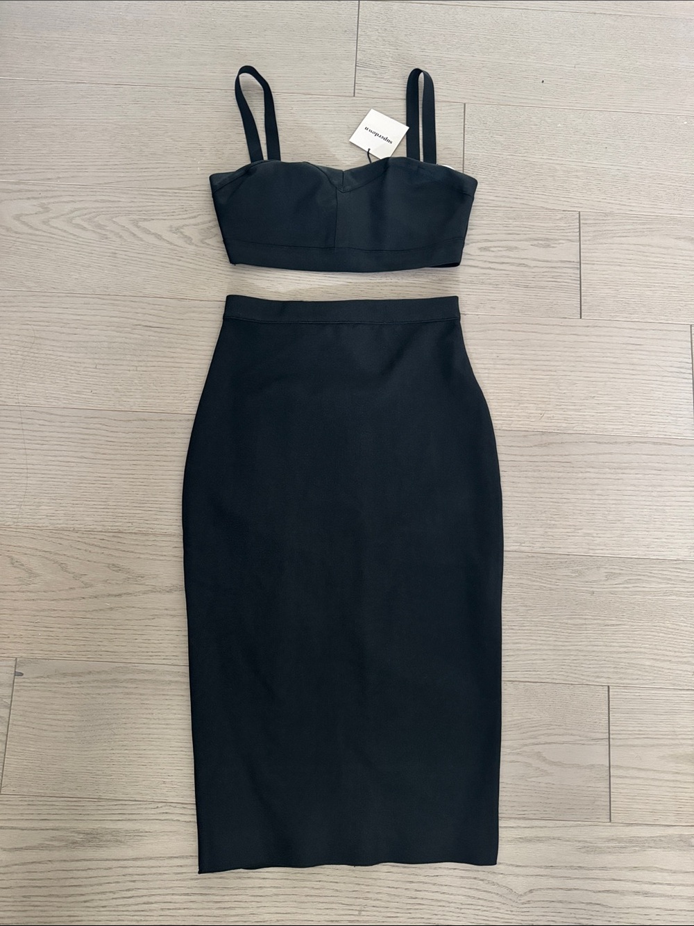superdown Sleek Black High-Rise Pencil Skirt and top - as sold on revolve